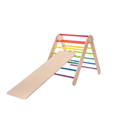 China Factory Baby Outlet Triangle Stuffed Wooden Climber Kids Indoor Climbing Toddler Toys Transformable Climbing Triangle With SLIDE for sale