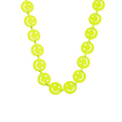 China Customized Gold CLASSIC Smiley Face Necklace Stainless Steel Happy Jewelry 18K Smiley Face Necklace for sale