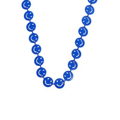 China Smiley Face Handmade Sweet Smiling acrylic high quality CLASSIC face pearl choker necklaces women jewelry for sale