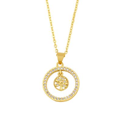 China CLASSIC 18K Gold Plated Classic Heart Pendant Cubic Zircon Cavity Jewelry Necklace Moon Cross Necklace for sale