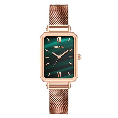 China CI 2021 Water Resistant Style Retro Small Square Flat Female Luxury Mesh Belt Quartz Watch YOLAKO Watch for sale