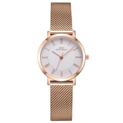 China Brand New Ladies Mesh Belt Watch IBSO Water Resistant Three Color Alloy Stainless Steel Fashion Ladies Watch for sale