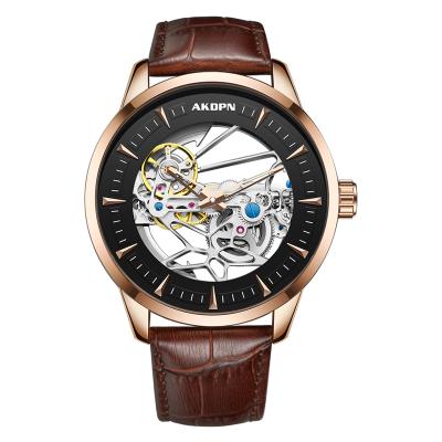 China Top Brand Automatic Mechanical Watch Water Resistant AKDPN Men's Watches Business Tourbillon Sports Luxury Self-Winding Leather Wristwatch for sale