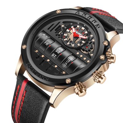 China New Fashion Luxury Creative Chronograph AKDPN Chronograph Top Brand Quartz Watch Leather Strap Men's Wrist Watch Luminous Wrist Watch for sale