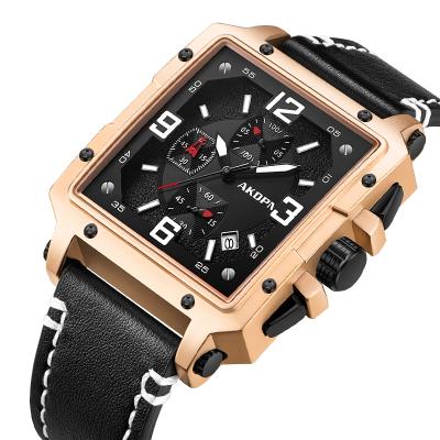 China AKDPN Chronograph Adjust Mens Watches Top Brand Luxury Chronograph Quartz Watch Men Leather Sport Army Wristwatches Military Clock for sale