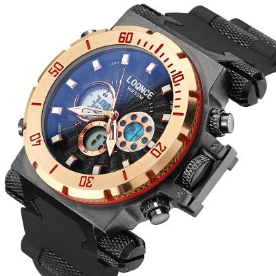 China High Quality LOQNCE Chronograph Watches Men Cool Big Dial Luxury Sports Waterproof Military Watch Quartz LED Digital Silicone Wristwatches for sale