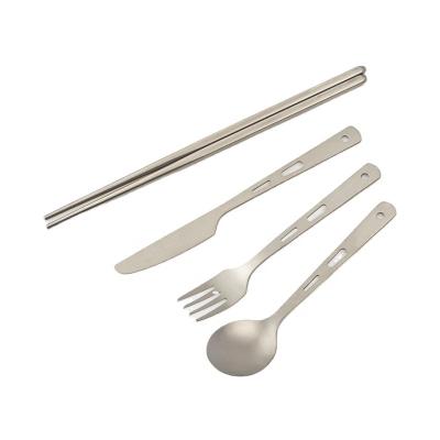 China Contemporary Outdoor Portable Kitchen Camping Cutlery Increasing Pure Titanium Fork Spoon Knife Chopsticks Tableware Set for sale