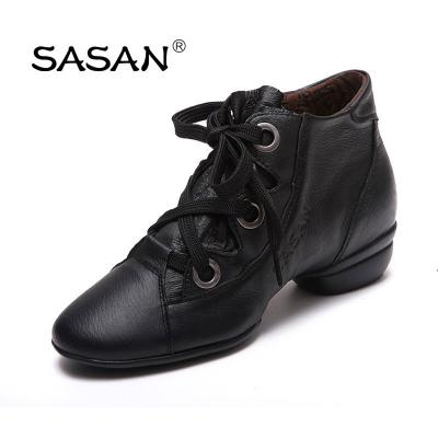 China GENUINE LEATHER Woman Fashion Split Sole Line Dance Shoes Genuine Leather Upper Dance Boot 8853 for sale