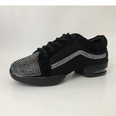 China New Sneaker GENUINE LEATHER Diamond Line Dance Shoes Flexible Jazz Dance Shoes Girl Dance Shoes Skateboard Shoes for sale