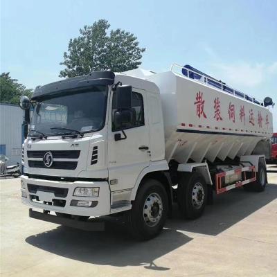 China Dongfeng 6x4 32m3 carbon steel bulk feed transport truck with hydraulic drilling rig for sale for sale