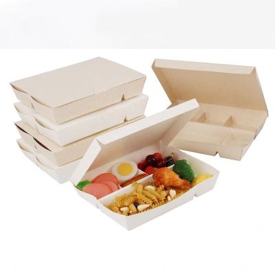 China Disposable 5 Compartments Rectangle Shape Folded Paper Sushi Lunch Bento Box Container With Lid for sale