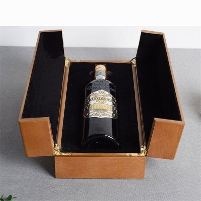 China New Recycled Materials Style Clamshell Wine Bottle Box With Custom Logo Customize Creative Wooden High-Grade Gift Packaging Box Wooden Box for sale