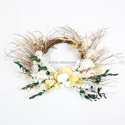 China 2022 Nature/Bohemia ZanTe Factory Customize Preserved Dried Cotton Salix Pampas Eucalyptus Foliage Flowers Braid For Wall Decoration for sale