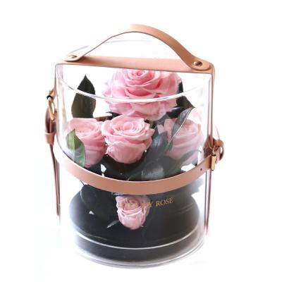 China 2022 ZanTe DIY 2022 Most Popular Gift Packaging Bag Flower Box Wedding Gift Acrylic Roses Eternal Valentine Preserved Roses Box for sale