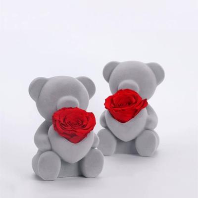 China Beautiful Colorful Amazon Top Selling Preserved Rose Bear For Valentine's Day Gift for sale