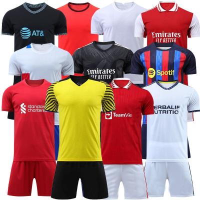 China Cheap Wholesale Quick-drying Training Jerseys Football Leagues White Kit Material Custom Blue And Polyester Soccer Uniforms for sale