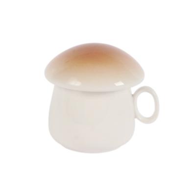 China Cute Viable Tik Tok Hot Selling Creative Lidded Mugs With Mushroom Cover 10oz Mushroom Ceramic Coffee Mug With Lid And Handle for sale