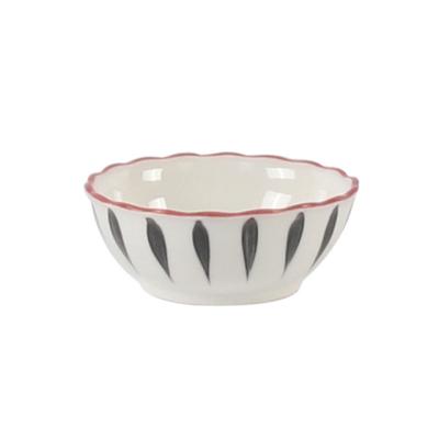 China Sustainable Hand-Pinted Dish Ceramic Sushi Dishes And Dish Rice Salad Soup Customized Ceramic Bowl Food Dish Bowl For Restaurant for sale