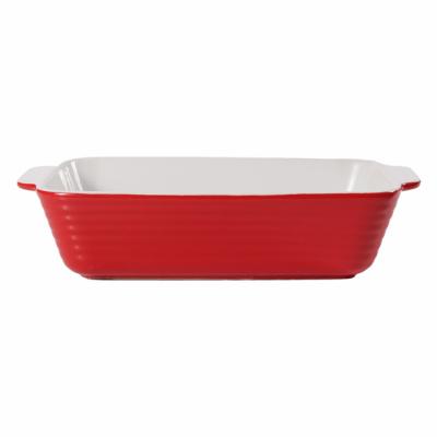 China Viable Cheap Price 3 Set Of Ivory White Ceramic Wavy Edge Bakeware Pan Porcelain Rectangular Baking Dish For Creme Brulee for sale