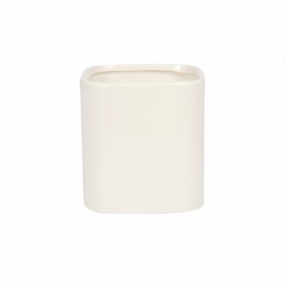 China Cheap Bulk Custom Home Decoration White Christmas Container Ship Shiny Frosted Square Ceramic Candle Jars For Home Decorate for sale