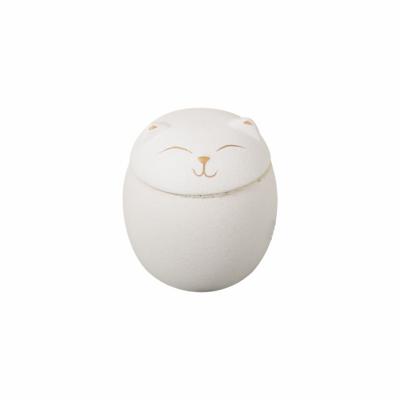 China Storage Candle Jar Coral Pet Cat Urn Paw Tea Cart Decoration 5oz Lucky Cat Rough Surface Ceramic Jar Small Unique Cute Home Storage Jar for sale