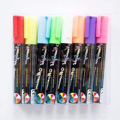 China Hot Sale 6mm Writing Board Marker Pen 6mm Fluorescent Fluorescent Liquid Seed Chalk Marker Pen 8 Reversible Erasable LED Colors for sale