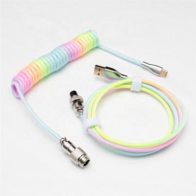 China Hotsale 1.8M Coiled Type C USB Mechanical Keyboard Data Cable For Mechanical Keyboard Connector Spiral Paracord Aviator With Socket for sale