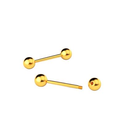 China Hiphop Hotsale Plated G23 Titanium Two Balls Barbell Tongue Rings Sliver Tongue Piercing Jewelry for sale