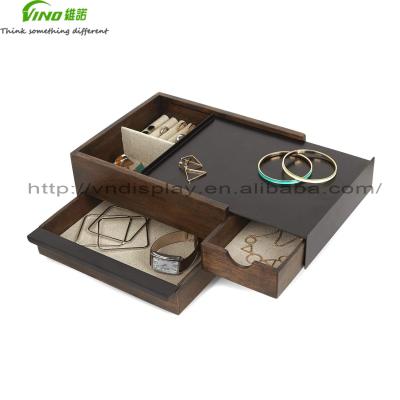 China Display Jewelry Box Storage Organizer with Hidden Compartment Drawer Organizer for Ring, Bracelet, Watch, Necklace, Earrings for sale