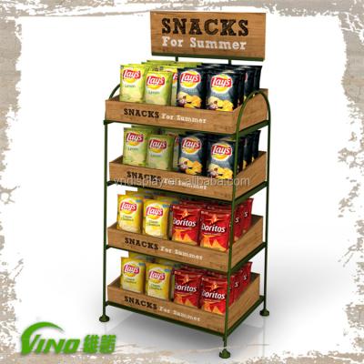 China Fashionable Custom Supermarket Display Rack , Snacks Stand Up Rack , Potato Chips And Snacks Display Rack for sale