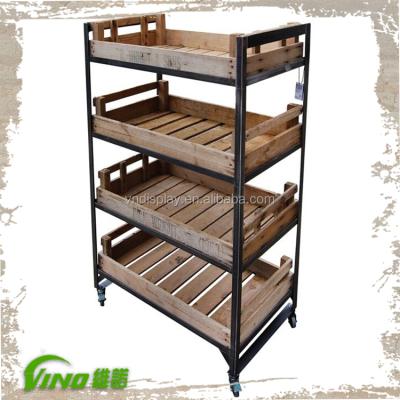 China Store Fixtures Wood Display, Store Supermarket Rack, Grocery Store, Rustic Wood Outdoor Furniture for sale