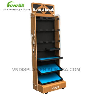 China Single Sided Fashion Supermarket Promotion Floor Rack , Groceries Store High End Wooden Shelf Display for sale