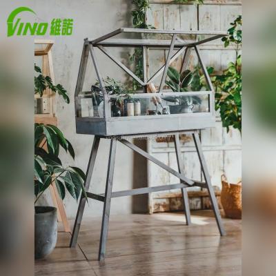 China Wooden Flower Pot Stand In Retail Store Wooden Display Garden Decoration Rustic Acrylic Display Showcase for sale