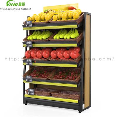 China Wine rack rack supermarket vegetable promotions display racks retail fruit and vegetable store shelf storage display rack for sale