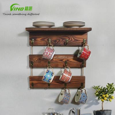 China Super Mall European Style Obsolete Furniture Wall Mounted Cups Rack In Cafe for sale