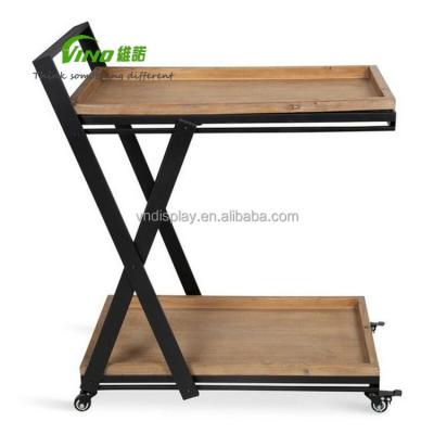 China Environmental friendly custom metal bar cart, easy to store, create extra shelf area in the kitchen or dining room for sale