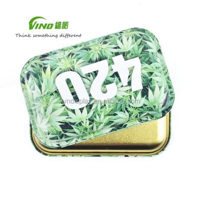 China Closed Logo Graphic Accessories Custom Tobacco Trays Magnet Metal Rolling Tray With Lids Tin Cigar Rolling Trays With Cover for sale