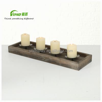 China Retro Vintage, Classy, ​​Hot Selling OEM Wood and Metal, Stand for 4 Candles, Candlestick Stand Counter Holder for sale