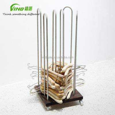 China Directly Tidy Or Minimalist Supply Hanger Storage, Matching Rack Clothes Stainless Steel Hanger Station With Wheels for sale