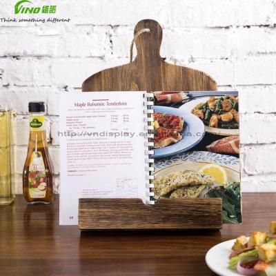 China Wood Able Cutting Board Style Menu Holder Recipe Cookbook Holder, Brown Tabletop Menu Holders Menu Holder for sale