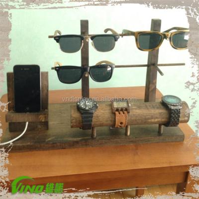 China Handmade Wooden Watch Display Stand Pocket Watch Cell Phone Holder, Jewelry Store Display, Desktop Customized Sunglasses Rack for sale