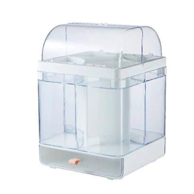 China Durable Cosmetic Storage Box Large Capacity Dustproof Desktop Transparent Rotating Plastic Storage Box for sale