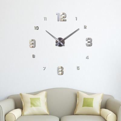 China Classic Modern Large Digital Mirror 3D Wall Sticker Large DIY Watch Shape Home Decoration Design Art Clock for sale