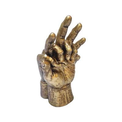 China Europe Desk Decoration Resin Hand Sculpture Vintage Golden Lover Hands Birthday Gifts for sale