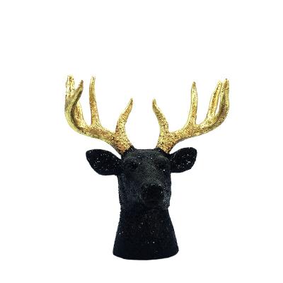 China China Christmas Decoration Resin Shiny Black Deer Elks Bust Main Figurine for sale