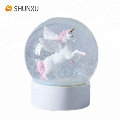 China Europe 2018 hot sale custom resin unicorn water snow globe manufacturers for sale