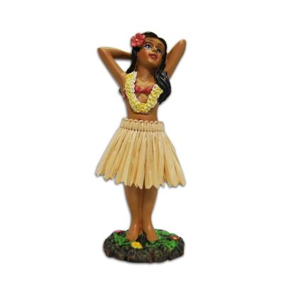 China China Custom Resin Hawaii Polynesian Dance Girl Posing Mini Dashboard Doll 4.4 inch for sale