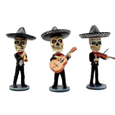 China Rock Skeleton Skull Europe Resin Skull Musician Figurine Collectible Main Souvenir for sale