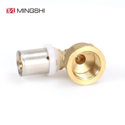 China Water Supply High Level Pex Piping System Multilayer Brass Fitting Brass Press Fitting Female Elbow for sale