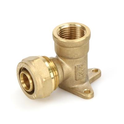 China Compression fittings in brass for pex pipes for water and gas --Elbow wall plated straight for sale